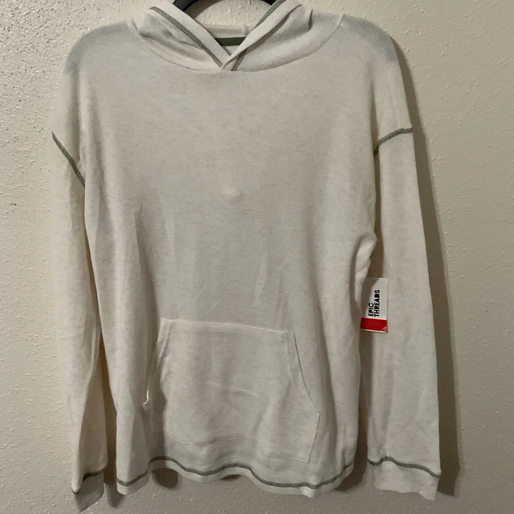 Epic Threads White Big Boys Hoodie Thermal T-shirt. Size XL NWT